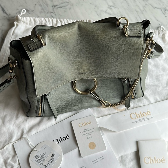 Chloe Handbags - Chloé Faye Day Blue Grey Leather Shoulder Bag